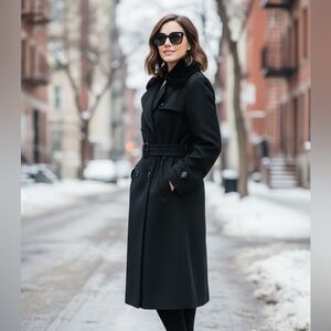 London Fog Vintage Trench Coat with Fur Collar